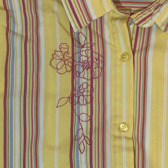Blair Yellow Striped Short Sleeve Button-Up Shirt Size 2XL - Picture 8 of 8